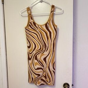 RSQ Brown and Tan Swirl Mini Dress